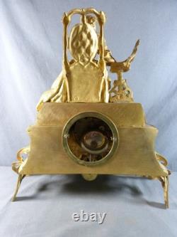 Horloge Pendule Napoléon III en Bronze Doré signé PG, 19ème Siècle, Fonctionne