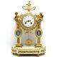 Horloge Pendule Portique D'époque Napoleon Iii -en Bronze Dorè Et Marbre 19ème