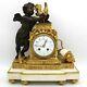 Horloge Pendule D'époque Napoleon Iii -en Bronze Doré Et Marbre- Du 19ème Siècle