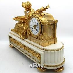 Horloge Pendule d'époque Napoleon III -en Bronze doré et marbre- du 19ème siècle