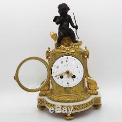 Horloge Pendule d'époque Napoleon III -en Bronze doré et marbre- du 19ème siècle
