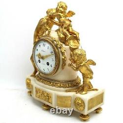 Horloge Pendule d'époque Napoleone III en Bronze doré et marbre 19ème siècle