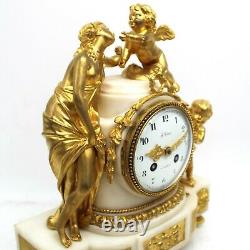 Horloge Pendule d'époque Napoleone III en Bronze doré et marbre 19ème siècle