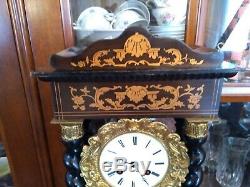 Horloge pendule à colonnes bois et bronze XIXème Napoléon III