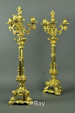 Importante Paire De Candélabres Napoléon III En Bronze Doré
