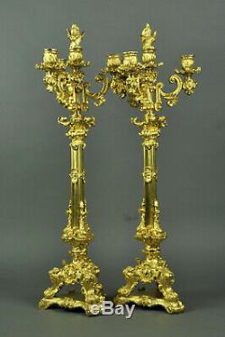 Importante Paire De Candélabres Napoléon III En Bronze Doré