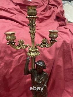Importante Paire De Flambeaux bronze Dore candélabre Epoque Napoleon III
