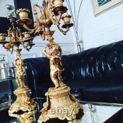 Importante Paire de Candélabre Bronze Doré LOUIS XVI Napoléon III 1880