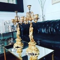 Importante Paire de Candélabre Bronze Doré LOUIS XVI Napoléon III 1880