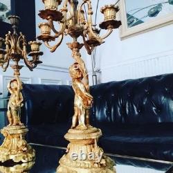 Importante Paire de Candélabre Bronze Doré LOUIS XVI Napoléon III 1880