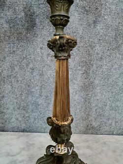 Importante paire de chandeliers en bronze à double patine époque Napoléon III