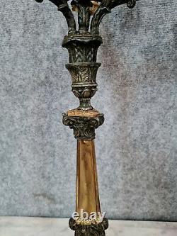 Importante paire de chandeliers en bronze à double patine époque Napoléon III