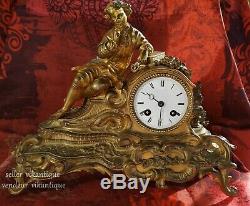 Japy Frères 1850 Antique gilt bronze mantel clock Horloge pendule Tischuhr Kamin