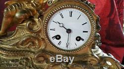 Japy Frères 1850 Antique gilt bronze mantel clock Horloge pendule Tischuhr Kamin