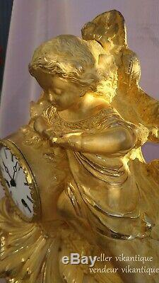 Japy Frères 1855 Antique bronze doré Horloge pendule FR