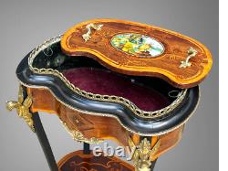 Jardiniere Époque Napoléon III En Marqueterie Et Bois Noirci Ornée De Bronze