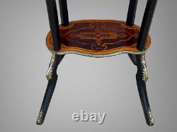 Jardiniere Époque Napoléon III En Marqueterie Et Bois Noirci Ornée De Bronze