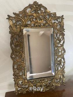 Joli Miroir En Bronze Dore Epoque Napoleon III