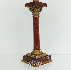 LAMPE A PETROLE Colonne Corinthienne Marbre Bronze Cristal Baccarat Napoléon III