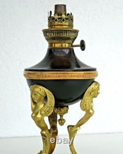 LAMPE à PETROLE ATHENIENNE EMPIRE Bronze Sphinges Ailées XIXème Siècle