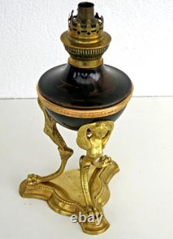 LAMPE à PETROLE ATHENIENNE EMPIRE Bronze Sphinges Ailées XIXème Siècle