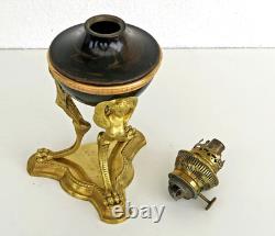 LAMPE à PETROLE ATHENIENNE EMPIRE Bronze Sphinges Ailées XIXème Siècle