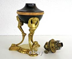 LAMPE à PETROLE ATHENIENNE EMPIRE Bronze Sphinges Ailées XIXème Siècle