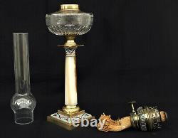 LAMPE à PETROLE Cristal Baccarat Onyx Bronze Emaux Cloisonnés Napoléon III XIXè