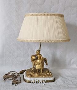 LAMPE de TABLE en BRONZE MASSIF DORÉ Sculpté 19ème style Napoléon III