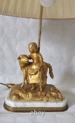 LAMPE de TABLE en BRONZE MASSIF DORÉ Sculpté 19ème style Napoléon III