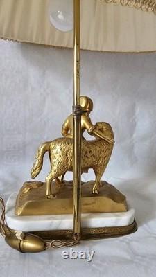 LAMPE de TABLE en BRONZE MASSIF DORÉ Sculpté 19ème style Napoléon III