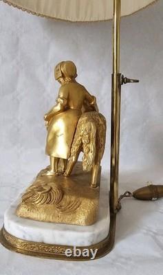 LAMPE de TABLE en BRONZE MASSIF DORÉ Sculpté 19ème style Napoléon III