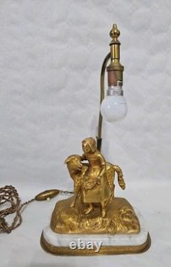 LAMPE de TABLE en BRONZE MASSIF DORÉ Sculpté 19ème style Napoléon III