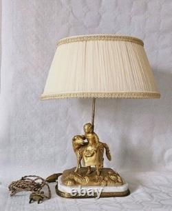 LAMPE de TABLE en BRONZE MASSIF DORÉ Sculpté 19ème style Napoléon III