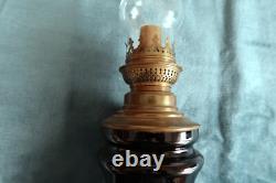 LP53-Lampe à pétrole d'époque Napoléon III en bronze et porcelaine noire