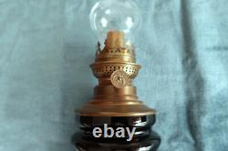 LP53-Lampe à pétrole d'époque Napoléon III en bronze et porcelaine noire