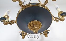 LUSTRE Style Empire NAPOLEON III Bronze Et Metal Dore Cygne Pin Floral MAG