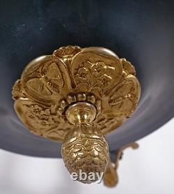 LUSTRE Style Empire NAPOLEON III Bronze Et Metal Dore Cygne Pin Floral MAG