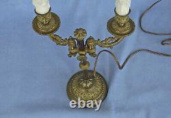 Lampe 2 Feux à Ecran en Bronze Réglable Epoque Napoléon III ca 1860