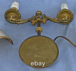 Lampe 2 Feux à Ecran en Bronze Réglable Epoque Napoléon III ca 1860