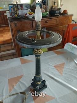 Lampe A Huile En Bronze Dites Sinombre Électrifiée XIX Napoléon III Bon Etat