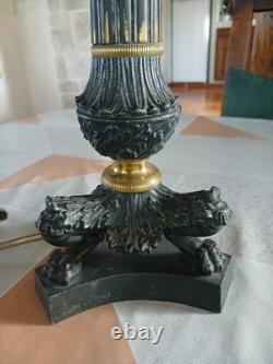 Lampe A Huile En Bronze Dites Sinombre Électrifiée XIX Napoléon III Bon Etat