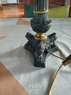 Lampe A Huile En Bronze Dites Sinombre Électrifiée XIX Napoléon III Bon Etat