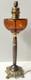 Lampe A Petrole Verre Couleur Ambre Pied Bronze Et Marbre Napoleon Iii