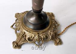 Lampe A Petrole Verre Couleur Ambre Pied Bronze Et Marbre Napoleon III