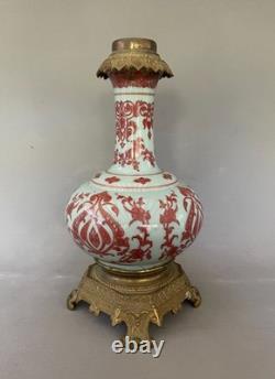 Lampe Napoléon III en opaline, lampe ancienne, XIXe