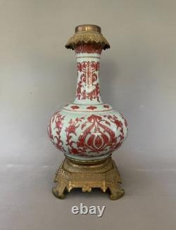 Lampe Napoléon III en opaline, lampe ancienne, XIXe