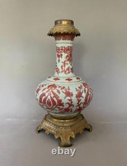 Lampe Napoléon III en opaline, lampe ancienne, XIXe