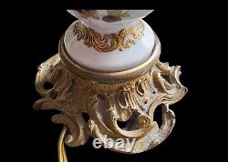 Lampe Petrole Bronze+porcelaine Dresde Lamp Oil Porcelain