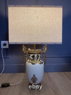 Lampe Porcelaine À Monture Bronze Asie, Décor De Chimères Napoleon III
